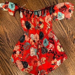 Red Floral Romper